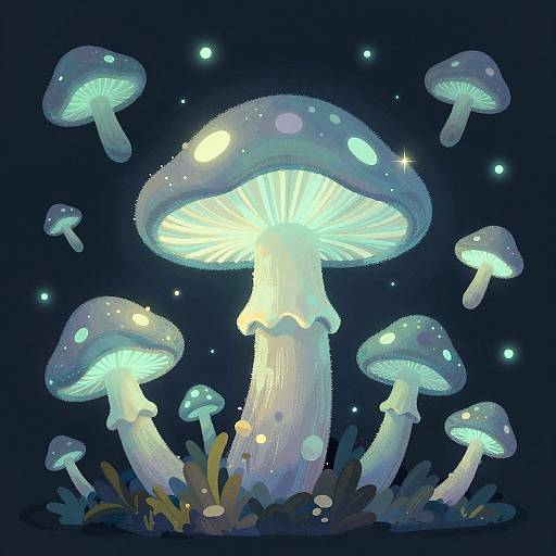 Whimsical Fantasy Glowing Fungus Texture