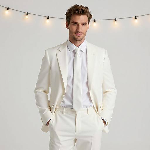 Man in Elegant All White Suit