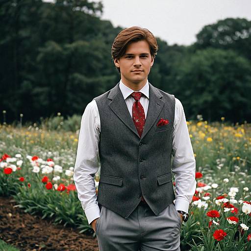 Man in Formal Casual Wedding Outfit Outdoors