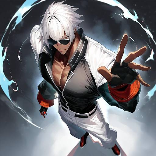 Illustration of K' (kof), the king of fighters in the style of Yamanokami eaka