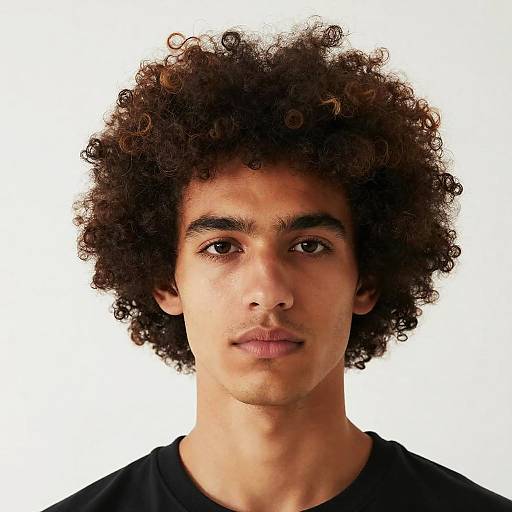 Close-up White Man with Afro