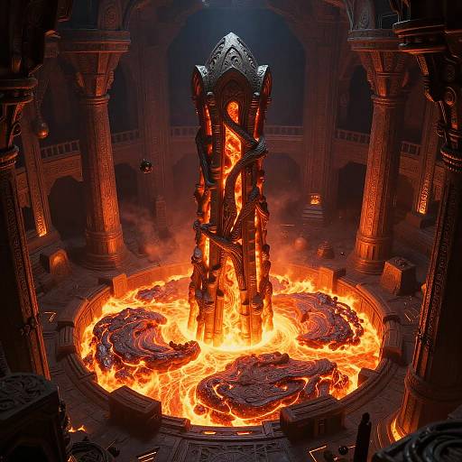 Fiery Lava Pit in Fantasy Dungeon