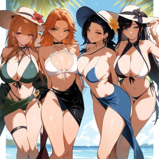 Roronoa Zoro Surrounded by Swimsuit Beauties
