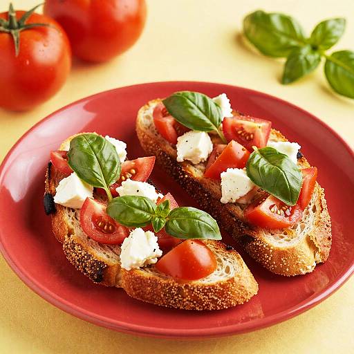 Toasted Bread with Tomato and Basil