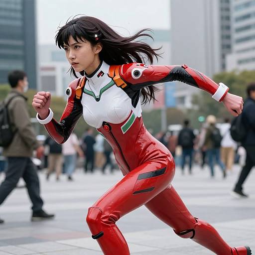 Misato Katsuragi Mid-Sprint Action