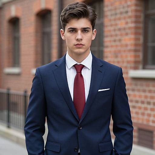 Stylish Young Man in Navy Suit