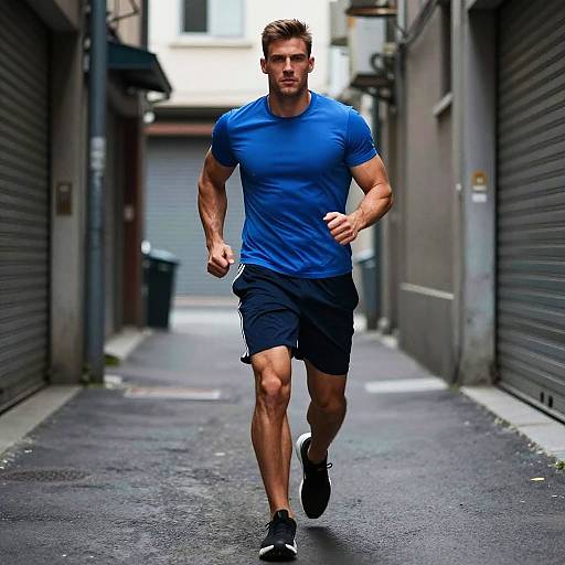 Dynamic Urban Athletic Man Mid-Stride