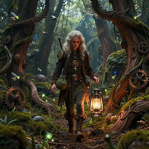 Steampunk Forest Hermit with Lantern
