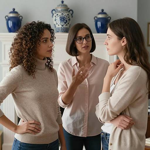 Three Women in a Cozy Room Setting