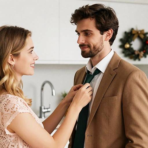 Holiday Kitchen Smiles: A Couple's Moment