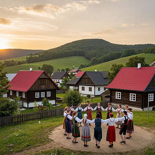 Serbian Traditional Village Sunset Dance