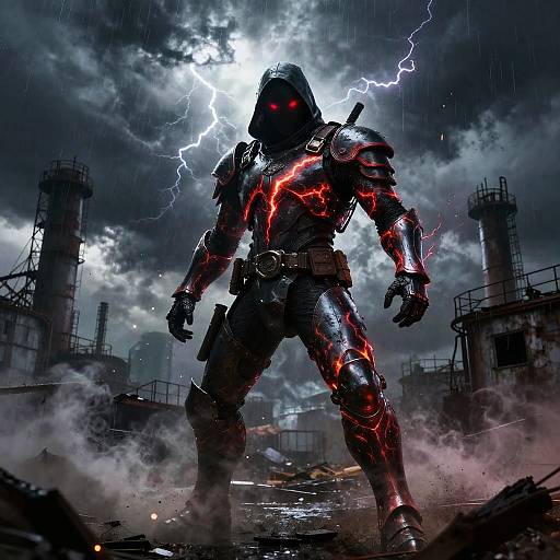 Shadowy Bounty Hunter in Storm