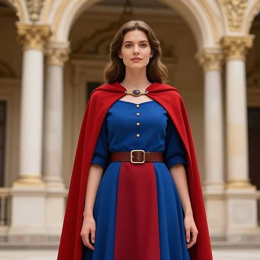 Heroic Female in Blue and Red Dress