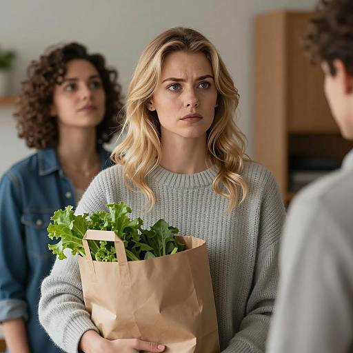 Indoor Scene with Women and Vegetables