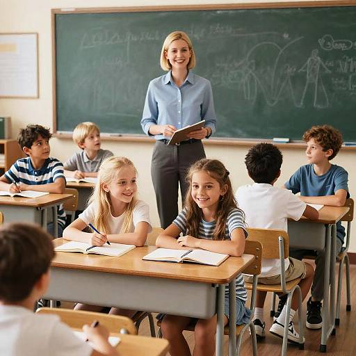 Realistic Classroom Scene with Mixed Students