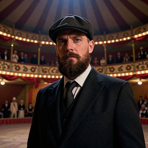 Noir Circus Portrait of Bearded Man