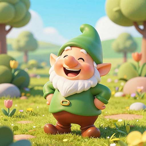 Happy Kawaii 3D Garden Gnome