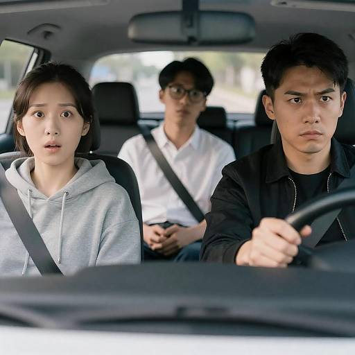 Dynamic Car Scene with Three Characters