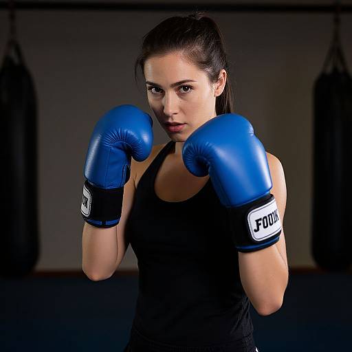 Woman in Boxing Costume Pose