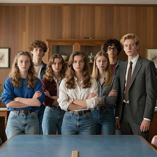 1980s Teenagers in a Wood-Paneled Room