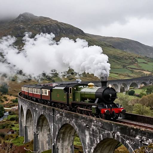 Majestic Steam Train on Glenfinnan Viaduct