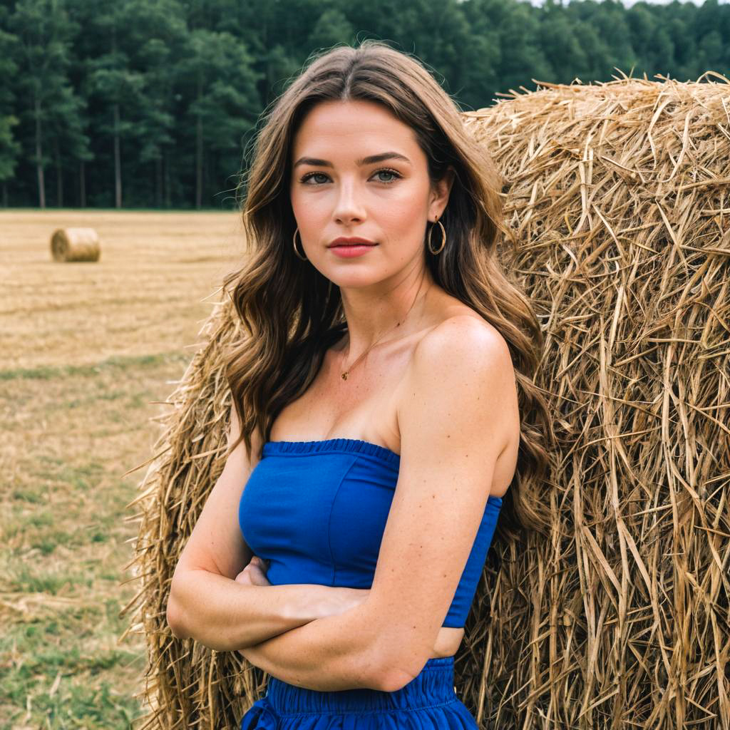 Chic Young Woman in Royal Blue Attire