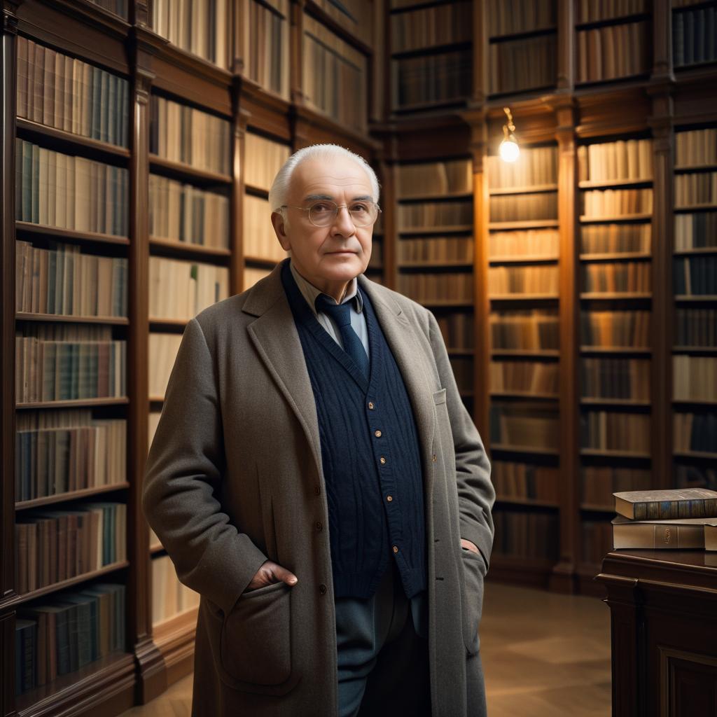 Elderly Man Portrait in Classic Library