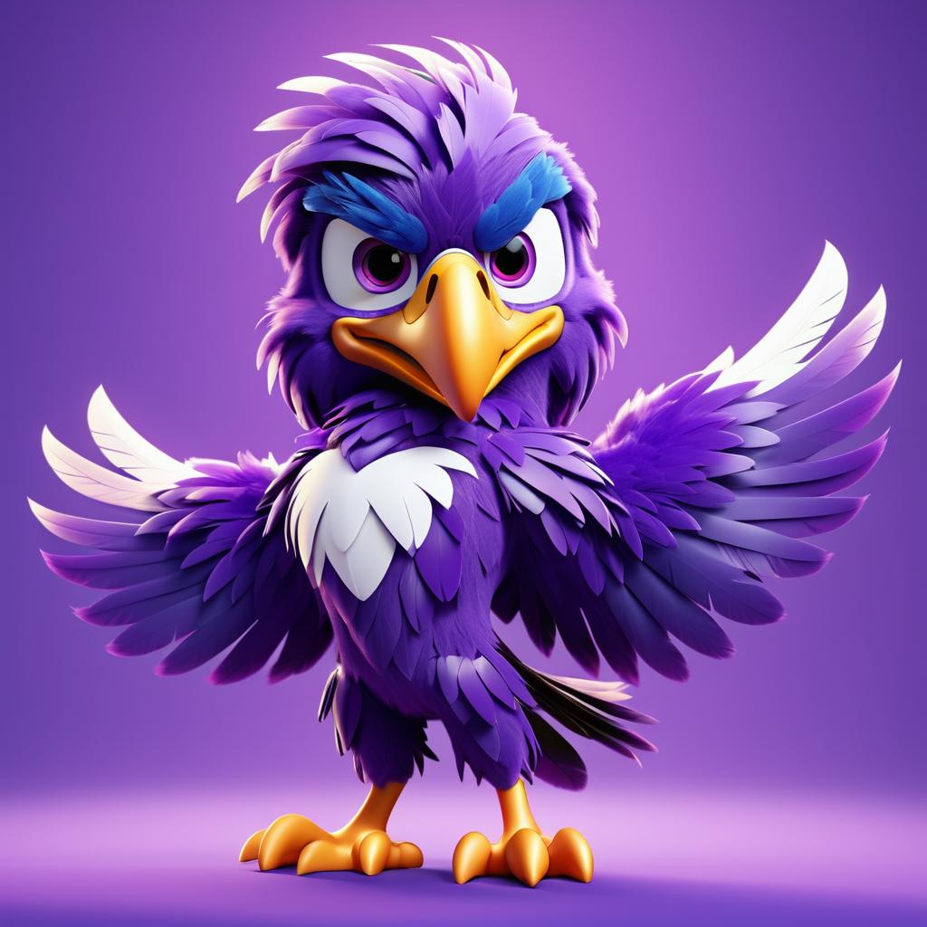 Dynamic Purple Eagle Mascot in 3D Render