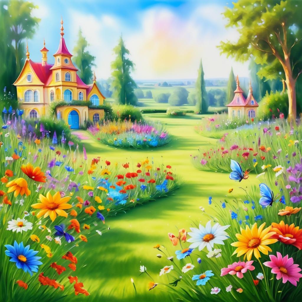 Enchanting Floral Meadow with Fairies