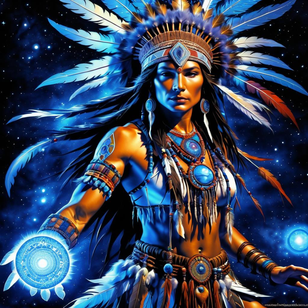 Vibrant Native American Shaman Fantasy Art