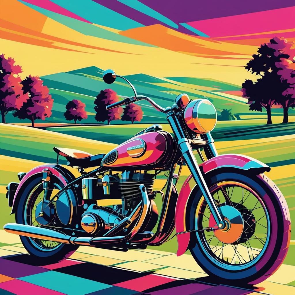 Vintage Motorcycle in Vibrant 50s Style