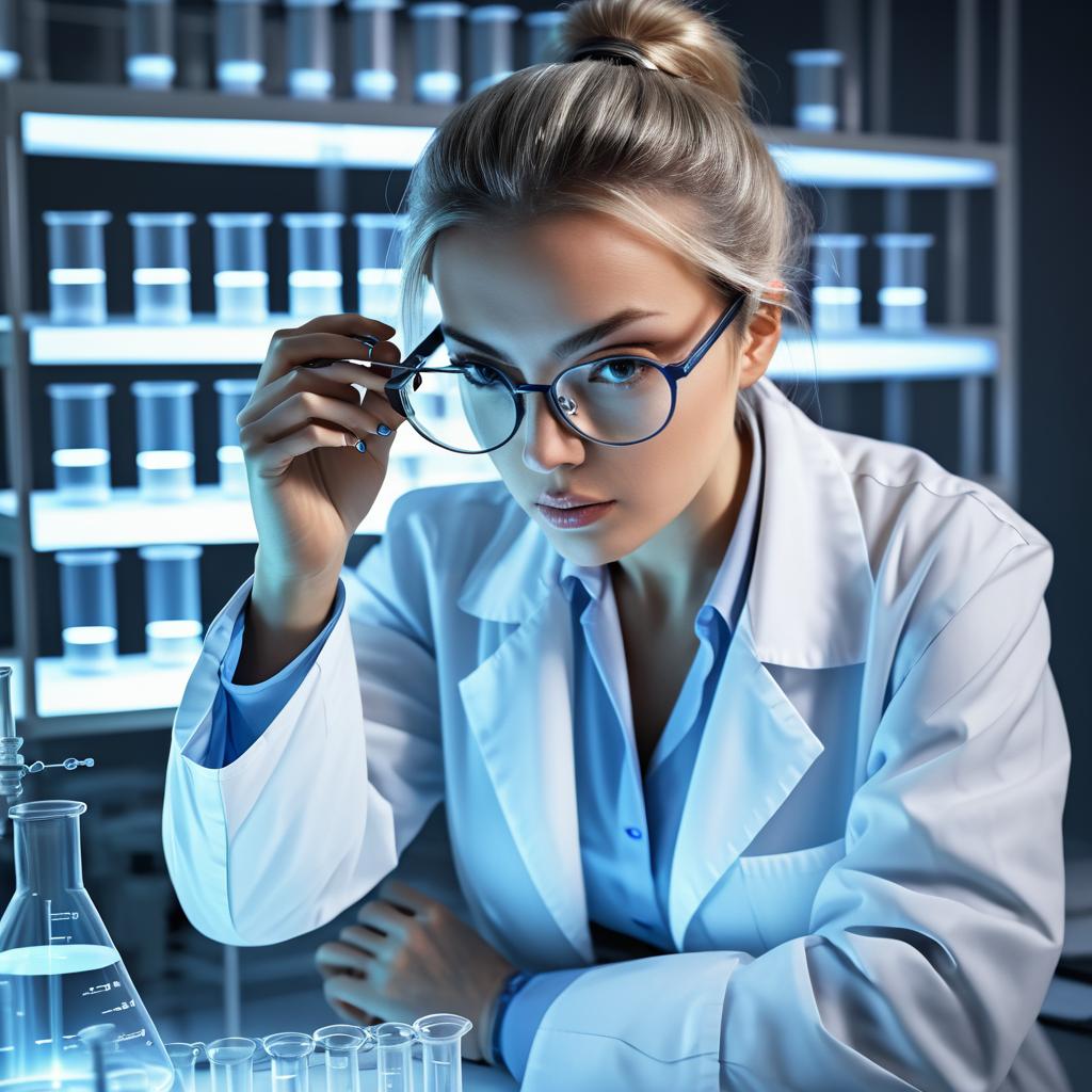 Hyperrealistic Female Scientist in Lab