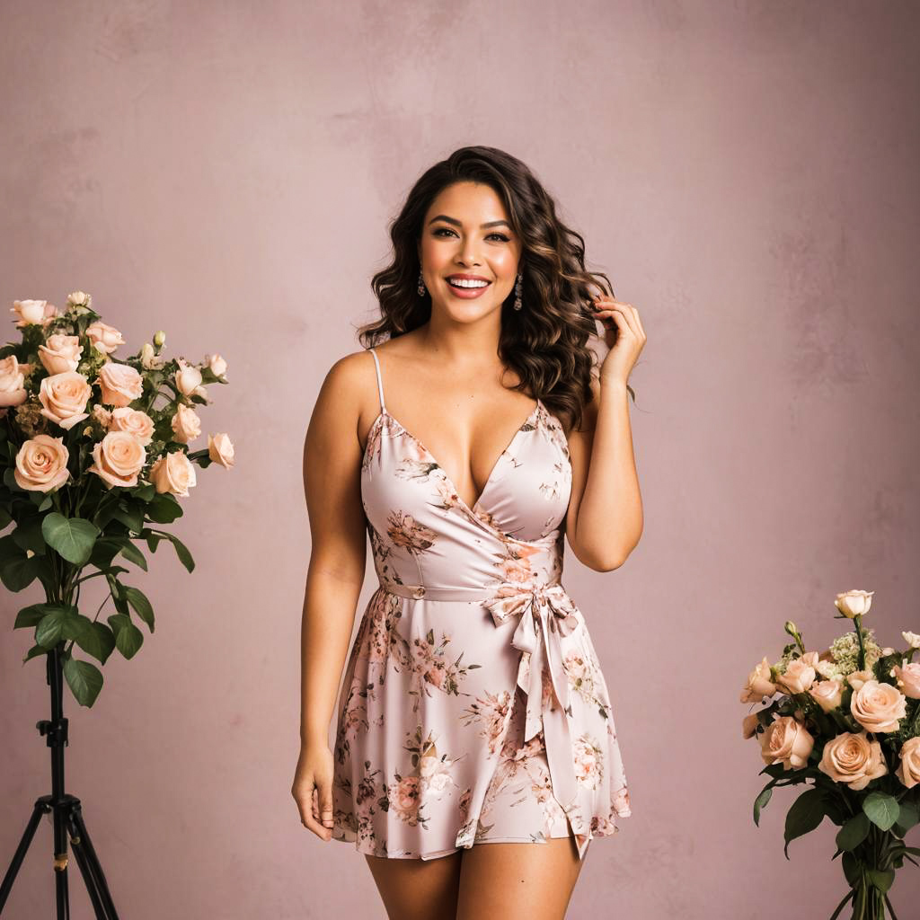 Surprised Bachelorette in Floral Lingerie