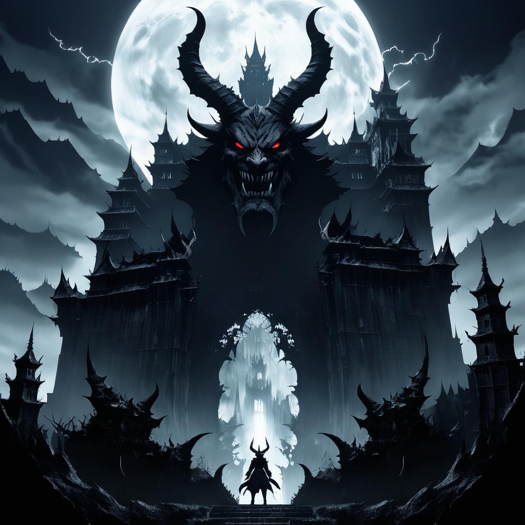 Demonic Presence Over a Fallen Castle