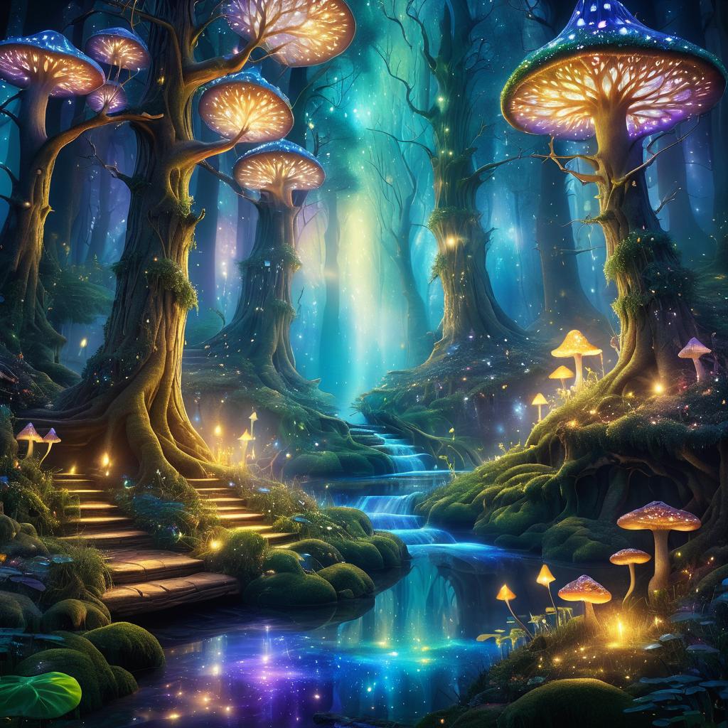 Enchanting Fantasy Forest Illustration in Oil