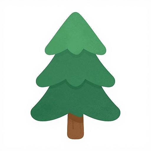 Simple digital drawing of a green, three-tiered pine tree with a brown trunk, set against a plain white background.