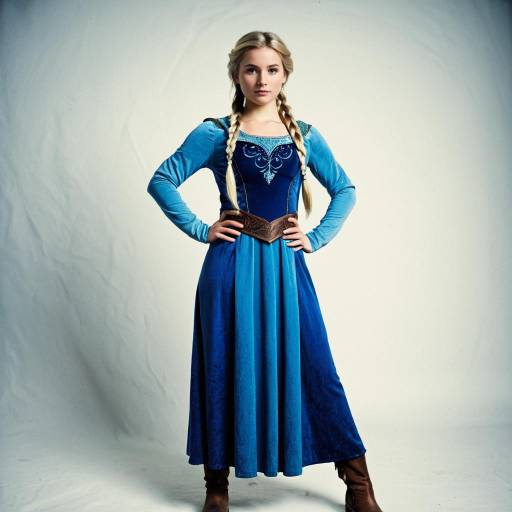 Young Woman in Blue Elsa-Inspired Costume