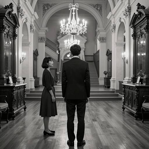 Elegant Black-and-White Hall Scene