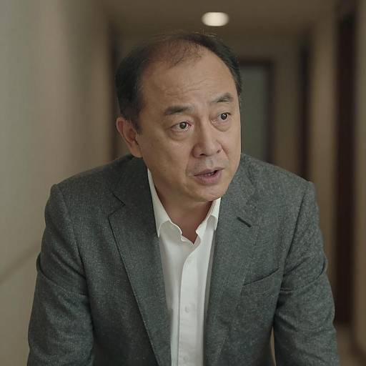 Middle-aged Asian Man in Gray Suit