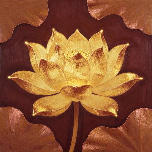 Golden Lotus Line Art Silhouette