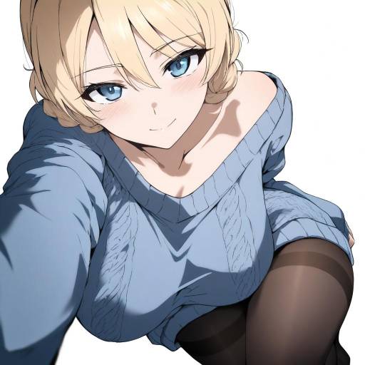 Charming Girl in Blue Sweater