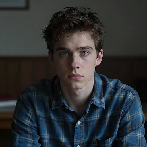 Pensive Young Man in Dim Light