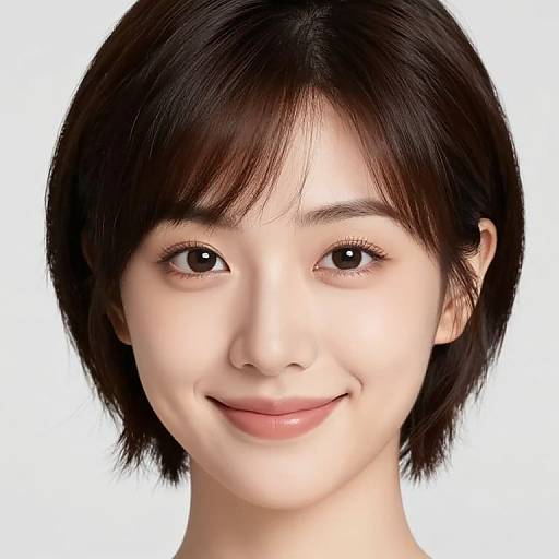 Photograph of a young Asian woman with short, dark brown hair, fair skin, and a slight smile, set against a plain white background.