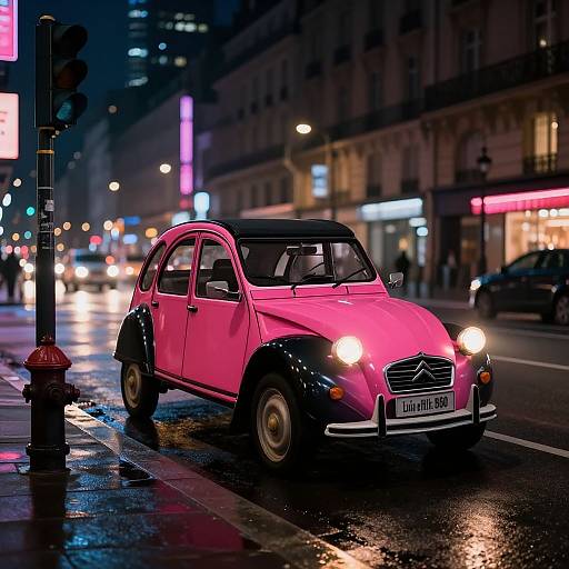 Realistic CGI Citroen 2CV in Paris Night
