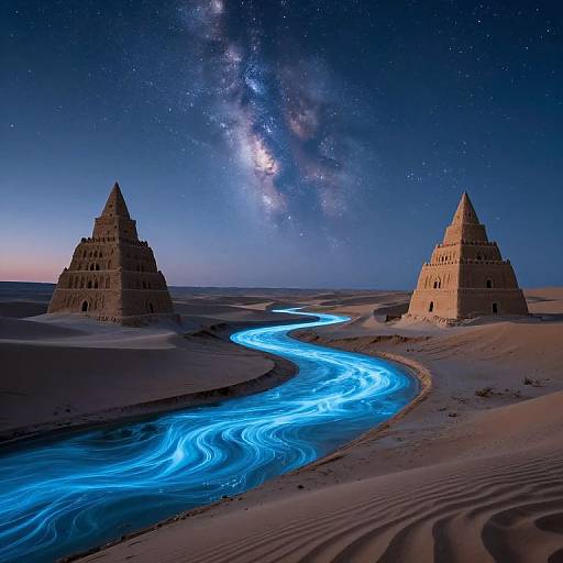 Luminous River Through Surreal Desert