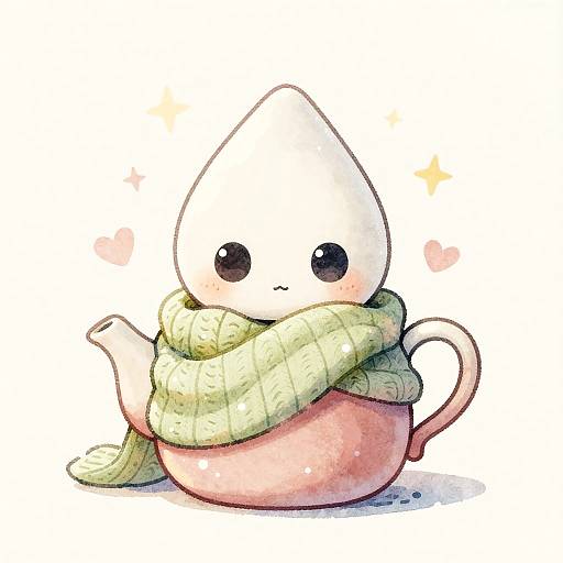 Whimsical Alien in Teapot with Blanket