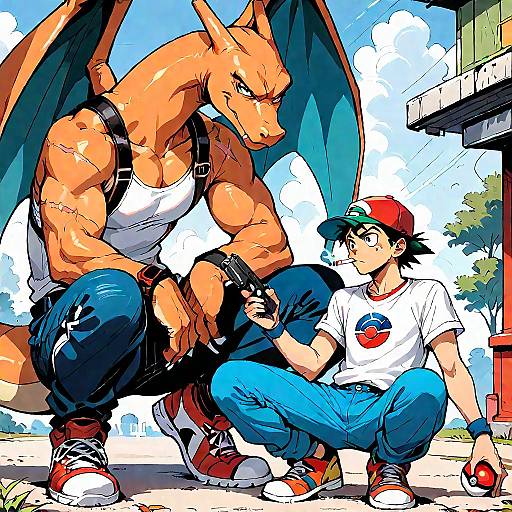 Edgy Anime Boys in Vibrant Outdoors