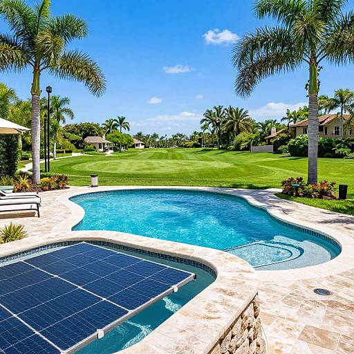 Sunny Backyard with Solar-Heated Pool
