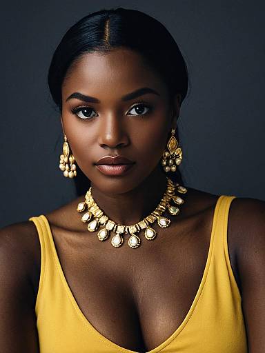 Dark-Skinned Woman with Gold Jewelry
