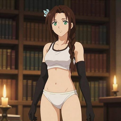 Aerith in Sacred Candlelit Library